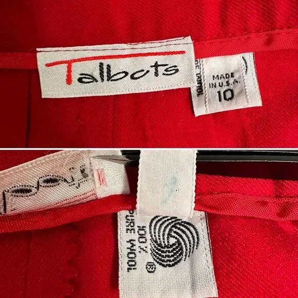 Vintage Talbots 80's Long Wool Pleated Skirt All Seasons - True Red | Size 10 - Picture 9 of 11